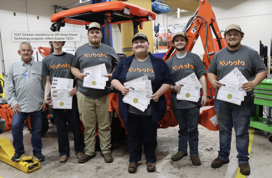 Tech students with their Kubota certifications