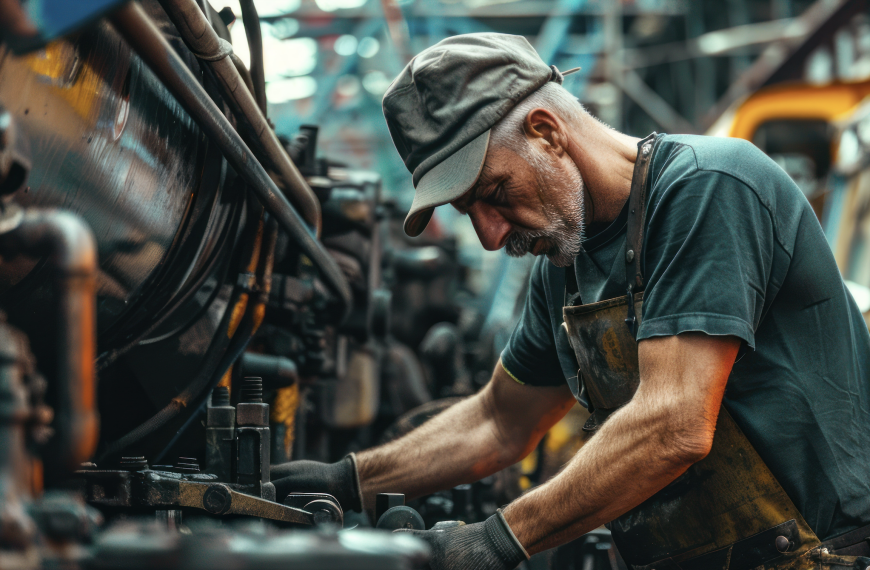 Diesel technician at work